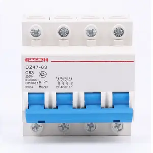 Fabricante de disyuntores en miniatura profesional AC 4P 1-63 Amp Mini interruptor MCB/mccb