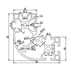 6000 loạt nhôm công nghiệp đùn hồ sơ 80x80x40mm góc đùn cho khung máy xây dựng uốn cắt - Product Image 2