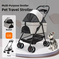 Poussette pliable 3 en 1 pour animaux de compagnie Siège d'auto pour chien chat Chariot détachable pour animaux de compagnie Poussette double pliable à une main