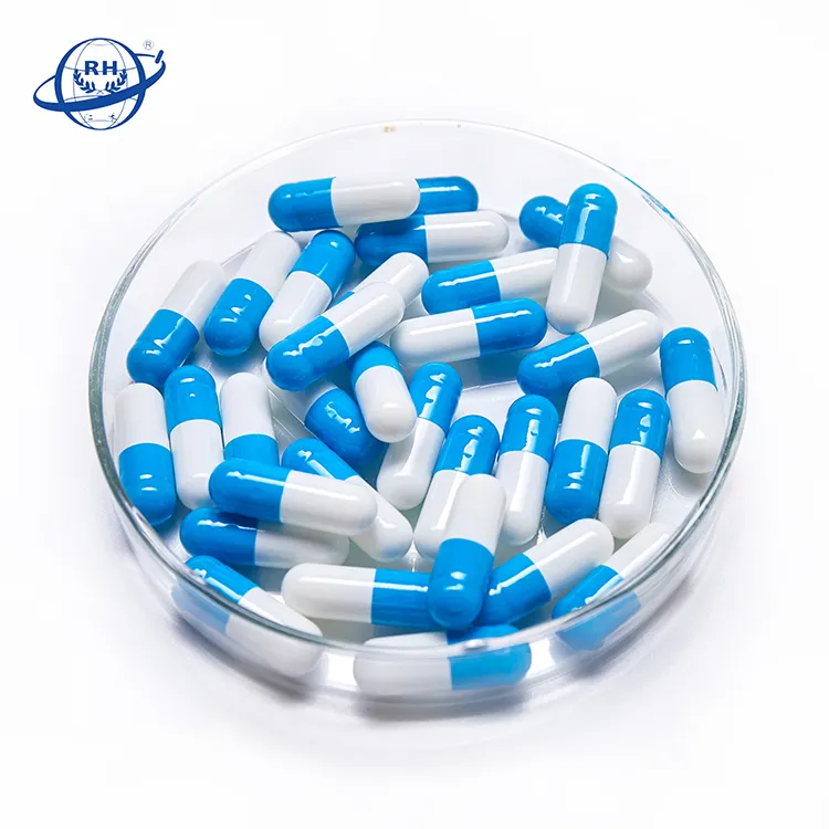 Wholesale private labeling capsule polisher colorful medicine gelatin capsule size 00# blue white