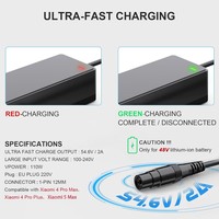 Chargeur de scooter 54,6 V 2 A pour Xiaomi 4 Pro Max Plus Ultra 2e génération, Xiaomi 5 Max Pro, Ninebot ZT3 Pro, chargeur de batterie au lithium 48 V