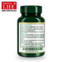 Fabricant de compléments alimentaires à marque privée Shecome, vitamine B12 avec cyanocobalamine pour le soutien énergétique, 100 comprimés de vitamine B12