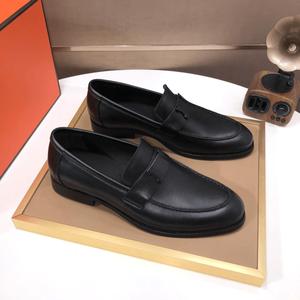 Mocasines de cuero negro para hombre, sin cordones, formales, para negocios o uso casual, hermessing - Product Image 1