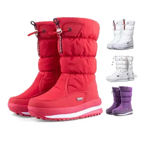 Nouvelle mode 8 couleurs imperméable Oxford vers le bas tissu hiver laine bottes de neige en plein air mi-mollet chaud fourrure bottes d'hiver pour les femmes chaussures