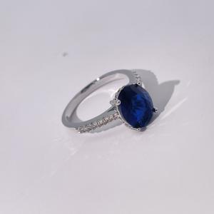 Anillo de Cóctel Tianyu Gems con Circonita Azul Chapado en Cobre Vintage, Joyería Retro de Moda para Mujer - Product Image 2