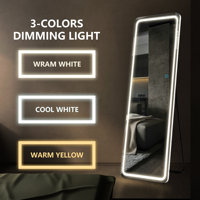Miroir sur pied LED moderne et minimaliste avec halo avant-arrière et commande tactile pour salon, chambre, entrée, dressing - Vente en gros