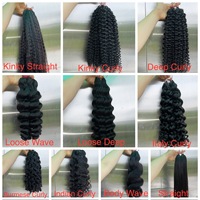 Extensions de cheveux bouclés birmanes au crochet, ondulées, en cheveux humains, pour tressage double plume, au crochet