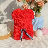 Boîte cadeau créative pour la Saint-Valentin avec ours en rose, fleurs en PE et ours en mousse romantique à câliner