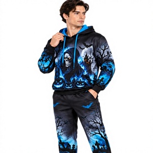 Conjunto Deportivo de Halloween para Hombre, Sudadera con Capucha y Pantalones Jogger con Estampado Gráfico, Ropa Deportiva Transpirable de Invierno con Forro Polar - Product Image 1