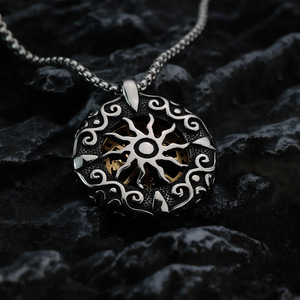 Collier pendentif pour homme en acier inoxydable, motif flocon de neige géométrique, bijou cadeau pour assortir aux vêtements - Product Image 2