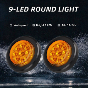 Feux de gabarit rouges pour roues de véhicule, 2 pouces, 9 LED, 12-24V, pour camions, remorques, camping-cars, lampe d'identification, IP65 - Product Image 2