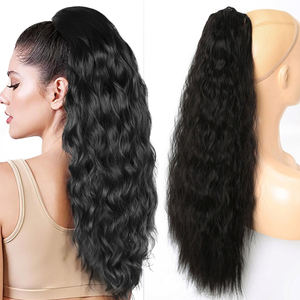Venta al por mayor coletas sintéticas cordón trenzado Afro recto rizado niños envoltura alrededor del pelo extensiones <span class=keywords><strong>de</strong></span> cola <span class=keywords><strong>de</strong></span> caballo - Product Image 1