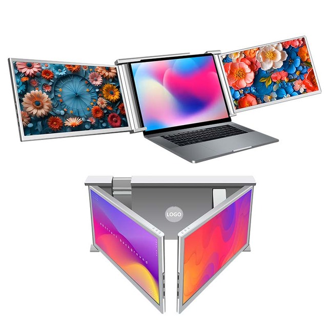 15.6" Portable Monitor for Laptop Dual IPS Extended Monitor for Laptop Type-c Port Plug and Play 360° Easily up and Down Flip