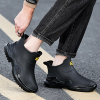 Bottes de pluie courtes pour hommes, vert armée, tendance et stylées, chaussures en caoutchouc imperméables de style sportif pour hommes, épaissies et élargies