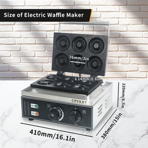 Machine à beignets électrique facile à utiliser, 6 trous, chauffage double face, antiadhésive, en acier inoxydable, mini-machine à beignets pour la maison, la boulangerie, le café - Product Image 5