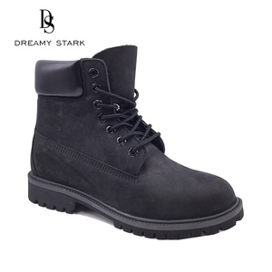 Bottes de travail montantes en cuir véritable noir pour homme, respirantes, antidérapantes, absorbant la transpiration, patchwork, collection hiver-automne - Product Image 2