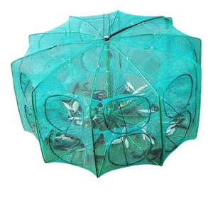 Nasse <span class=keywords><strong>de</strong></span> pêche pliable carrée en nylon monofilament sans nœuds pour la capture <span class=keywords><strong>de</strong></span> crevettes, poissons, homards, loches et crabes, conception à lancer à la main - Product Image 1