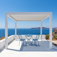 Pergola en aluminium robuste Sweet Home, toit rétractable motorisé à lamelles LED, gazebo bioclimatique imperméable