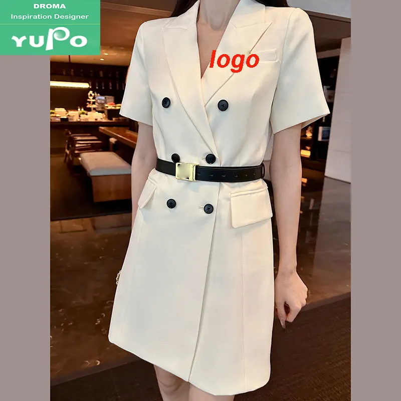 Droma latest design clothing professional suit v-neck slimming belt elegant women fashionable luxury coat dress 2024