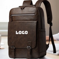 Sac à dos en cuir PU QET1105, sac à dos vintage pour ordinateur portable 15,6 pouces, sac à dos imperméable pour hommes, sac à dos de voyage pour hommes, sac à dos décontracté pour hommes