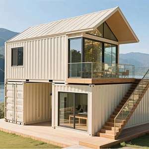 都市生活向けプレハブ鋼製コンテナハウス フラットパック式小型住宅 トレーラーキッチン オフィス ホテル ガラス機能付き - Product Image 1