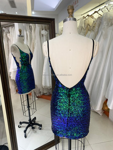 2025 luccicante verde scuro <span class=keywords><strong>con</strong></span> <span class=keywords><strong>spalline</strong></span> sottili Mini abito da festa <span class=keywords><strong>con</strong></span> paillettes abiti eleganti per feste da donna - Product Image 3