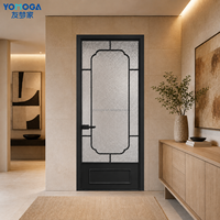 Puerta Batiente de Aluminio Impermeable para Baño, Insonorizada, con Doble Acristalamiento de Vidrio Templado, Proveedor Personalizado para Interiores de Villas