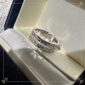 S925 argent Sterling Version coréenne glace pilée Flash anneau Simple basique Zircon anneau en gros bijoux en argent pour les fêtes - Product Image 1