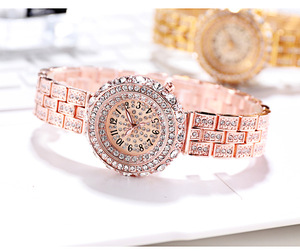 Nuevos relojes de mujer de moda con incrustaciones de diamantes en oro rosa, elegantes y resistentes al agua. - Product Image 5