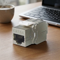 Jack Keystone FTP RJ45 Cat6A Berpelindung Logam Premium 10 Gigabit 500MHz Kontak Berlapis Emas Modul Ethernet Jaringan untuk EMI Tinggi