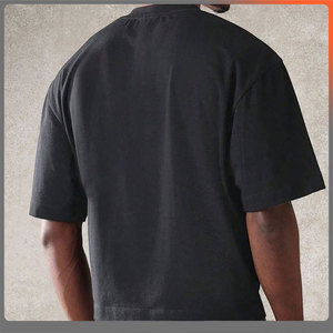 Se semplice produttore di T-Shirt Vintage peso massimo alta qualità T-Shirt nera stampa Oversize cotone 100% ritagliato T-Shirt - Product Image 2