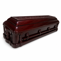 Ataúd de MDF de Lujo con Acabado Brillante, Estilo Americano, de Madera de Caoba, Suministros Funerarios, Venta al por Mayor de Fábrica, Personalizado
