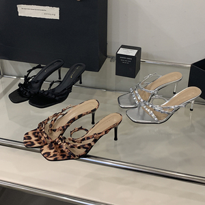 Sandalias de Mujer con Lazo de Seda Negra, Zapatos de Verano Casuales, Sandalias de Tacón de 6.5CM, Nueva Llegada 2025 - Product Image 1