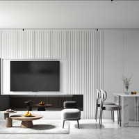 Meuble TV sans poignées avec portes vitrées, laqué blanc moderne, pour hall d'hôtel, noir classique
