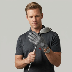Gant de golf gris à imprimé animalier en cuir Cabretta de qualité supérieure, respirant, antidérapant, souple et performant pour hommes - Product Image 1