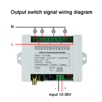 Relais sans fil DC12V DC24V DC36V 10A, interrupteurs de télécommande RF 433MHz 4 canaux, module de télécommande d'apprentissage Century Aoke 10-50m