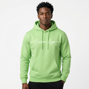 Sweat-shirt à capuche unisexe vert avec logo personnalisé, sweat-shirt décontracté en coton mélangé avec poche kangourou, sweat-shirt streetwear personnalisé - Product Image 5