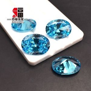 Circonia Cúbica Ovalada <span class=keywords><strong>Color</strong></span> Aguamarina Baifu, Calidad 3A, Gema <span class=keywords><strong>de</strong></span> Circonia Cúbica Azul Océano - Product Image 1