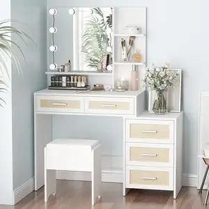 New Arrival Bedroom Furniture White Makeup Vanity Modern Simplicity Wood Dressing Table