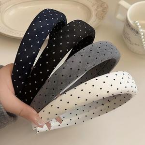 Fascia per <span class=keywords><strong>capelli</strong></span> retrò casual semplice fatta <span class=keywords><strong>a</strong></span> mano con pois, stile coreano, versatile, <span class=keywords><strong>a</strong></span> corona alta, per uscire, fermacapelli, elastico per <span class=keywords><strong>capelli</strong></span> - Product Image 1