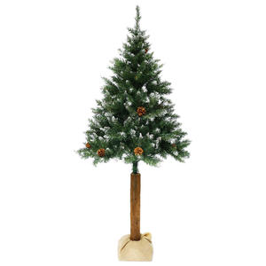 Árbol <span class=keywords><strong>de</strong></span> Navidad artificial <span class=keywords><strong>de</strong></span> 3 pies-10 pies con hojas y adornos <span class=keywords><strong>de</strong></span> PVC blanco en la parte superior <span class=keywords><strong>Cono</strong></span> <span class=keywords><strong>de</strong></span> pino con <span class=keywords><strong>tronco</strong></span> <span class=keywords><strong>de</strong></span> madera - Product Image 1