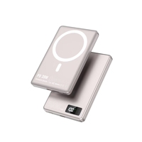Banco de Energía Portátil Magnético Ultrafino con Pantalla Digital Metálica, Función de Carga Rápida Inalámbrica de 15W y Banco de Energía PD de 20W