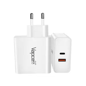 Vapcell P65 adaptador de parede us e ue plug 65 W 5 V 3A porta dupla USB-A e USB-C design adaptador de parede de carregamento rápido