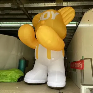 Publicidad Muñeca inflable gigante Oso abrazador inflable Feliz Navidad osos amarillos gomosos
