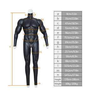 Peau foncée ton corps complet hommes Silicone Muscle Costume fausse poitrine muscle Simulation pour Cosplay Halloween mascarade déguisement - Product Image 6