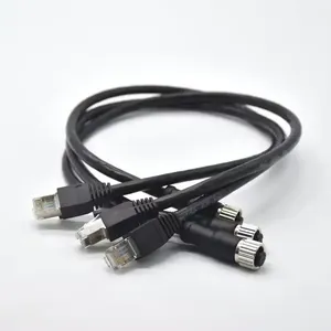 M12 8 Pin Ethernet Connector to <b>RJ45</b> CAT5 <b>Cable</b> IP67 Waterproof Industrial Network Connector - Product Image 6