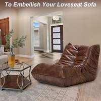 Canapé pouf moderne en similicuir pliable en forme de L, une place, avec housse amovible, style Oruga, chaise longue de sol avec support dorsal