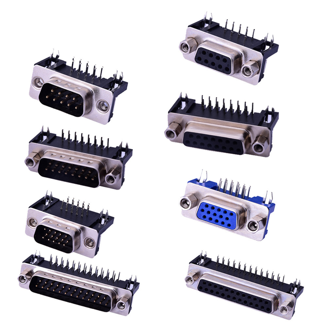 D-SUB Connector DR Series Rectangular Serial 9 15 25 37 44 Pin Plug Board Brass/phosphor Copper D-SUB Connector