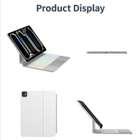 Clavier magnétique sans fil OEM pour iPad avec rétroéclairage 7 couleurs, touches à ciseaux, pavé tactile multi-touch et panneau en alliage d'aluminium