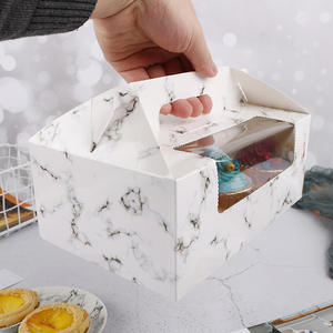 Yüksek Kaliteli Saplı Tekli Pembe Beyaz Mermer Saplı <span class=keywords><strong>2</strong></span> 4 6 Bölmeli Cupcake Kutusu - Product Image 5